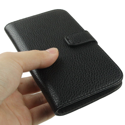 Litchi Texture Left and Right Open Leather Case Cover with Holder for Galaxy SIII / i9300(Black)