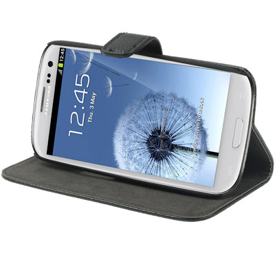 Litchi Texture Left and Right Open Leather Case Cover with Holder for Galaxy SIII / i9300(Black)