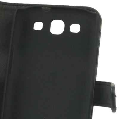 Litchi Texture Left and Right Open Leather Case Cover with Holder for Galaxy SIII / i9300(Black)