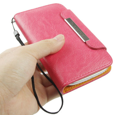 Wallet Holster Flip Leather Case with Holder & Lanyard for Galaxy SIII / i9300 (Watermelon Red)