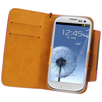 Wallet Holster Flip Leather Case with Holder & Lanyard for Galaxy SIII / i9300 (Watermelon Red)
