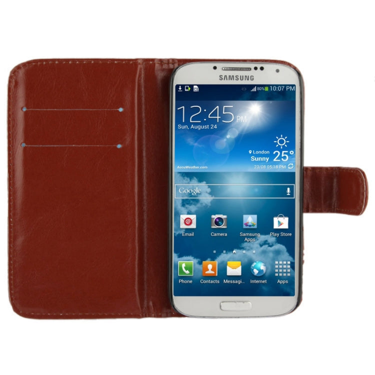 Fine Sheepskin Texture Flip Leather Case with Credit Card Slots & Holder for Galaxy S IV mini / i9190(Brown)