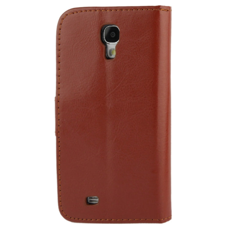 Fine Sheepskin Texture Flip Leather Case with Credit Card Slots & Holder for Galaxy S IV mini / i9190(Brown)