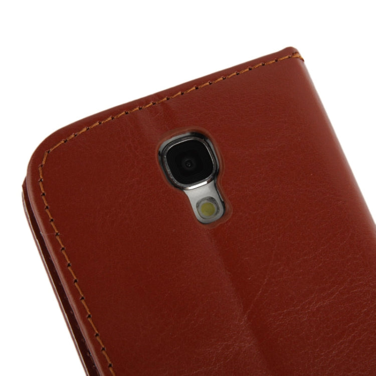 Fine Sheepskin Texture Flip Leather Case with Credit Card Slots & Holder for Galaxy S IV mini / i9190(Brown)