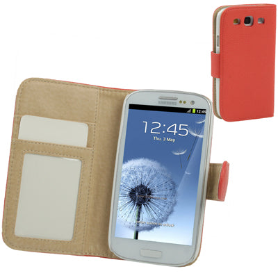 Litchi Texture Horizontal Flip Leather Case Cover with Credit Card Slot & Holder for Galaxy SIII / i9300 (Watermelon Red)