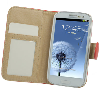 Litchi Texture Horizontal Flip Leather Case Cover with Credit Card Slot & Holder for Galaxy SIII / i9300 (Watermelon Red)