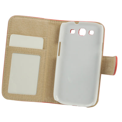 Litchi Texture Horizontal Flip Leather Case Cover with Credit Card Slot & Holder for Galaxy SIII / i9300 (Watermelon Red)