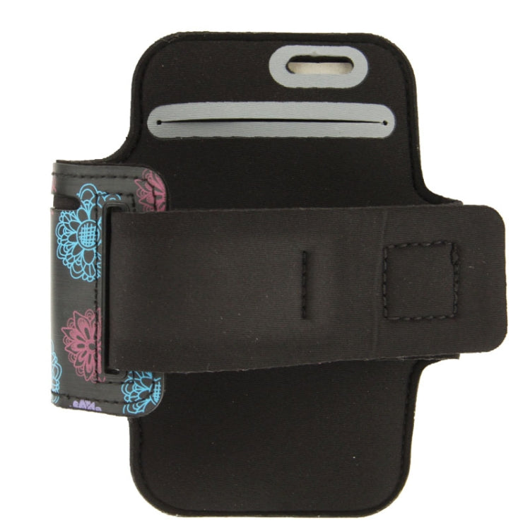 Universal Flower Pattern PU Sports Armband Case with Earphone Hole & Key Pocket for Galaxy S IV / i9500 / i9300 (Grey)