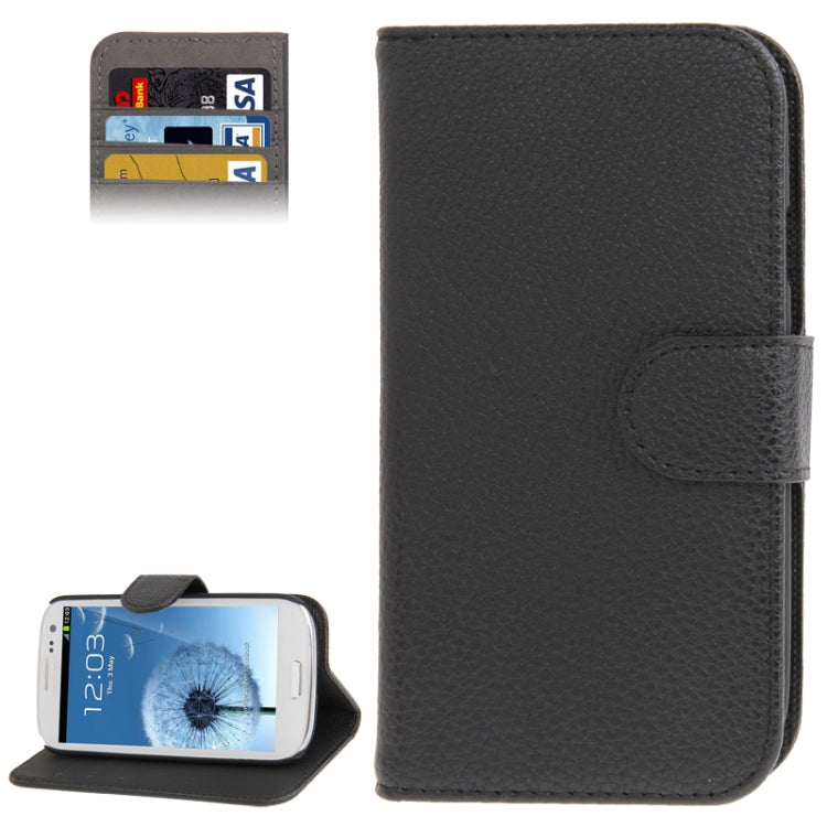 Horizontal Flip Litchi Texture Leather Case Cover with Credit Card Slot & Holder for Galaxy SIII / i9300