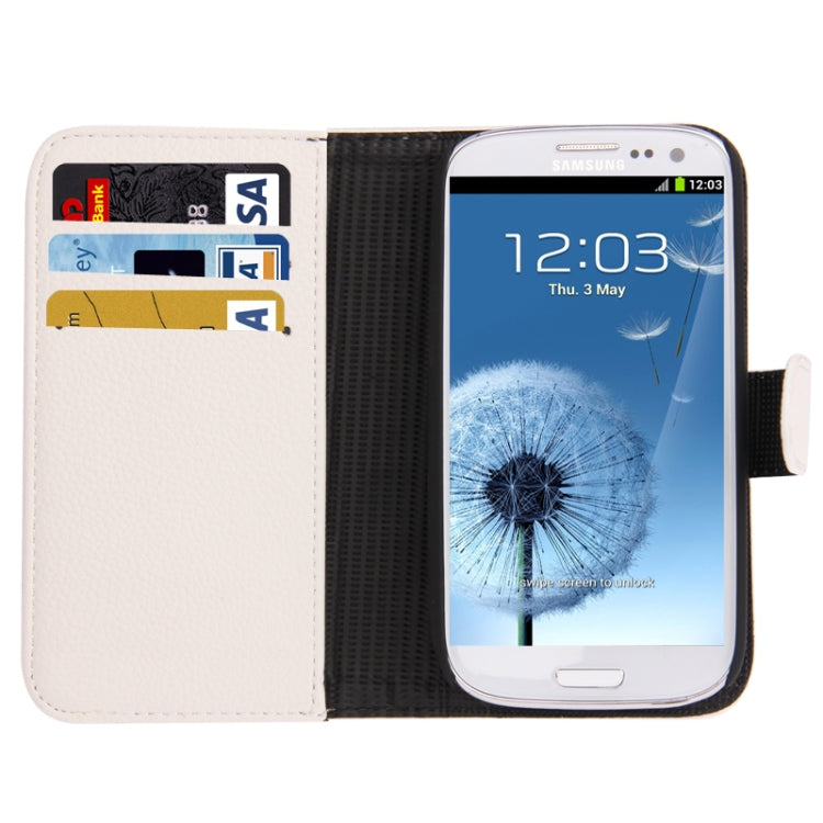 Horizontal Flip Litchi Texture Leather Case Cover with Credit Card Slot & Holder for Galaxy SIII / i9300