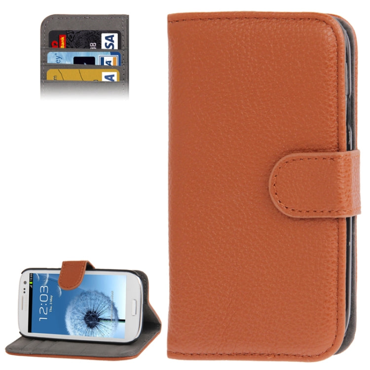 Horizontal Flip Litchi Texture Leather Case Cover with Credit Card Slot & Holder for Galaxy SIII / i9300