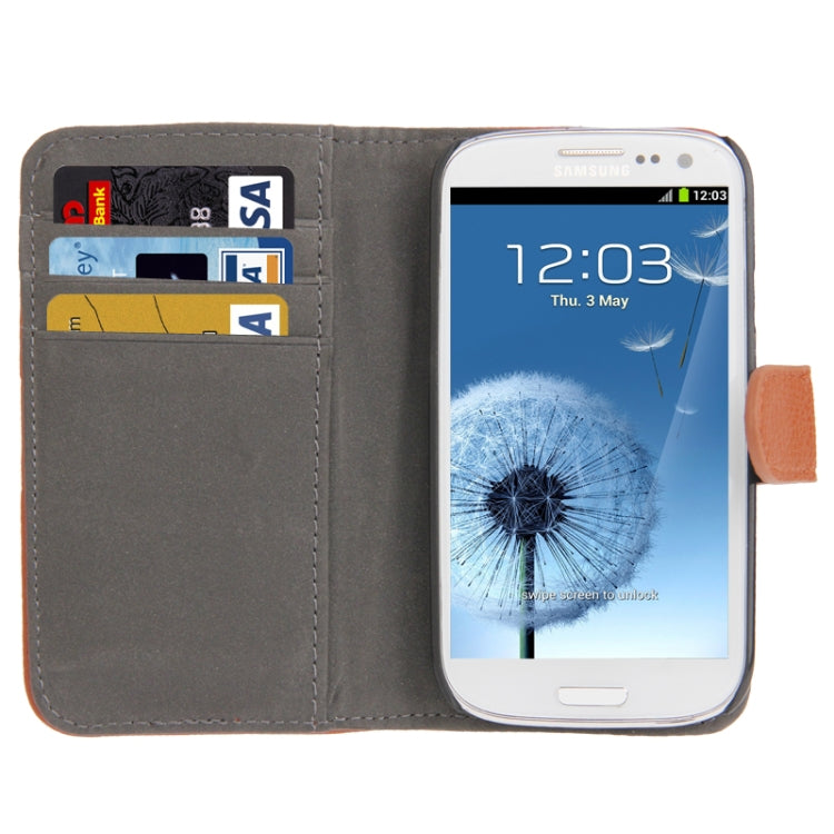 Horizontal Flip Litchi Texture Leather Case Cover with Credit Card Slot & Holder for Galaxy SIII / i9300