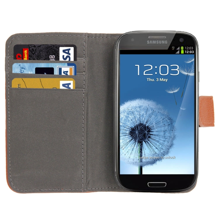 Horizontal Flip Litchi Texture Leather Case Cover with Credit Card Slot & Holder for Galaxy SIII / i9300