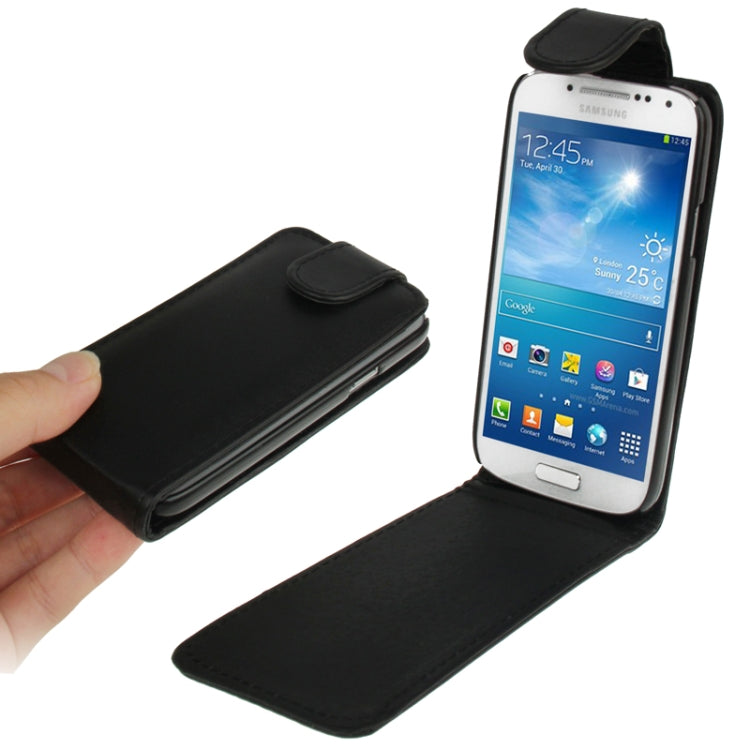 Pure Color Vertical Flip Leather Case for Galaxy S IV mini / i9190(Black)