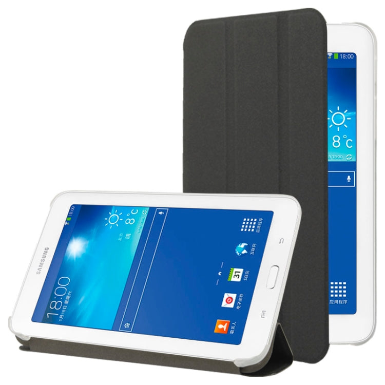 Frosted Texture Flip Leather + Transparent Trosted Plastic Case with Holder for Galaxy Tab 3 Lite T110
