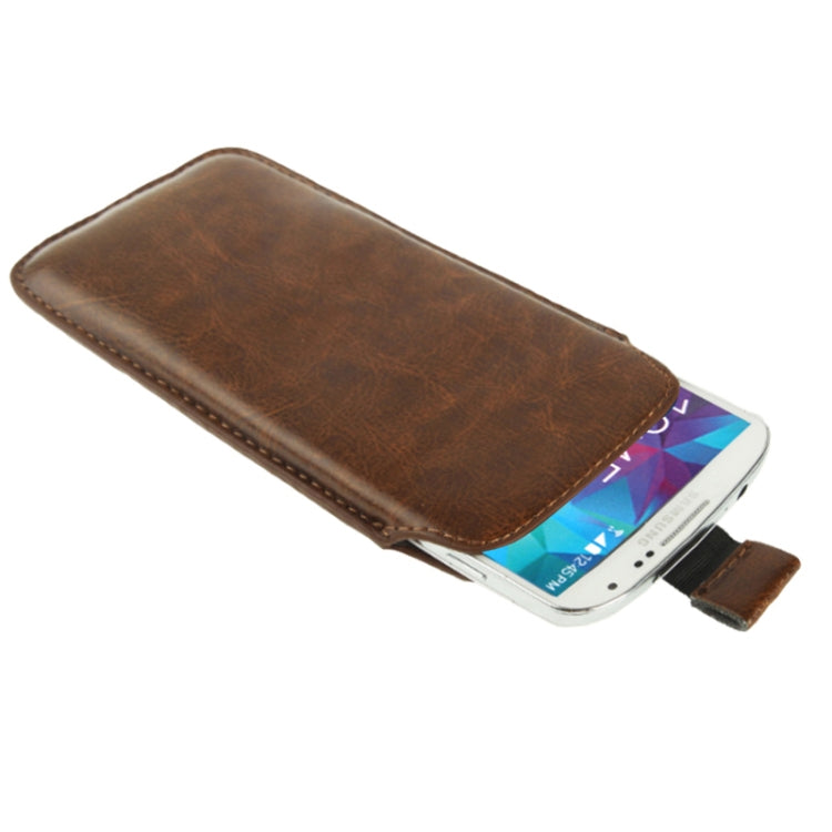 Universal Leather Case Pocket Sleeve Bag with Pull Tab for Galaxy S5 / G900 / i9300 / i9250 / i8750 / iPhone 5 / HTC One / ASUS PadFone2 / HTC G23 / Sony LT29i / Sony L36h / LG E960 / Sony M35h / LG P880 / LG E975 / Nokia Lumia 920