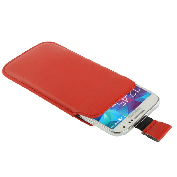 Universal Leather Case Pocket Sleeve Bag with Pull Tab for Galaxy S5 / G900 / i9300 / i9250 / i8750 / iPhone 5 / HTC One / ASUS PadFone2 / HTC G23 / Sony LT29i / Sony L36h / LG E960 / Sony M35h / LG P880 / LG E975 / Nokia Lumia 920