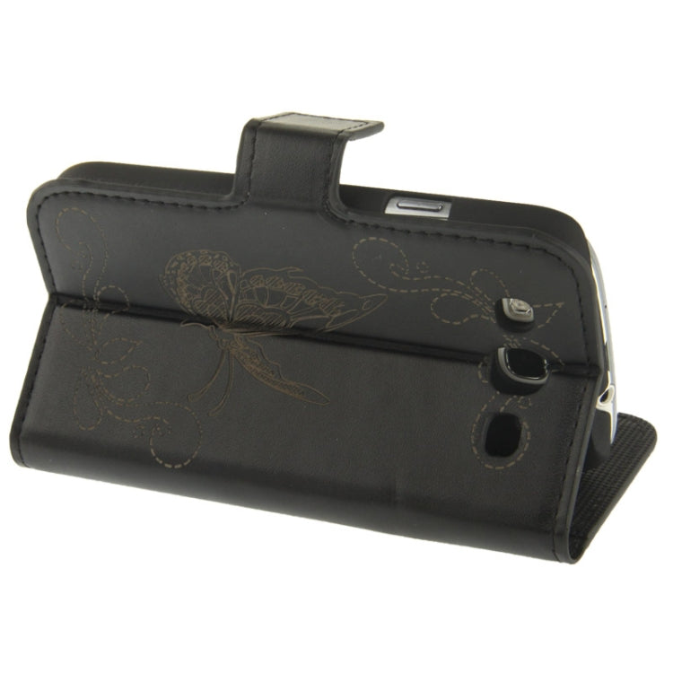 Butterfly Pattern Leather Case with Credit Card Slots & Holder for Galaxy S III / i9300