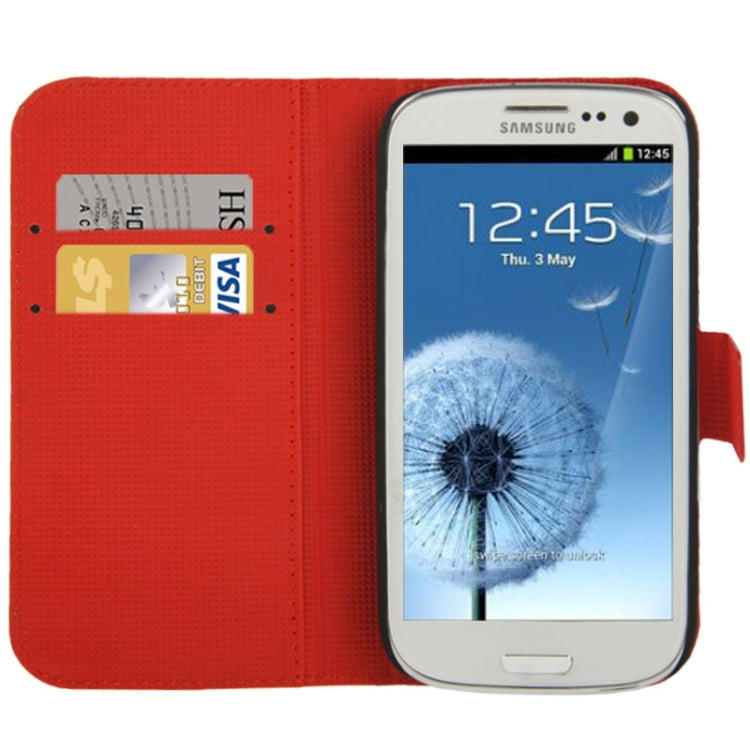 Butterfly Pattern Leather Case with Credit Card Slots & Holder for Galaxy S III / i9300