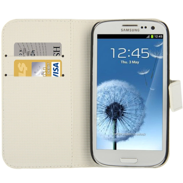 Butterfly Pattern Leather Case with Credit Card Slots & Holder for Galaxy S III / i9300