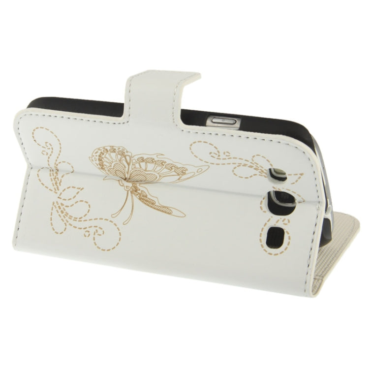 Butterfly Pattern Leather Case with Credit Card Slots & Holder for Galaxy S III / i9300