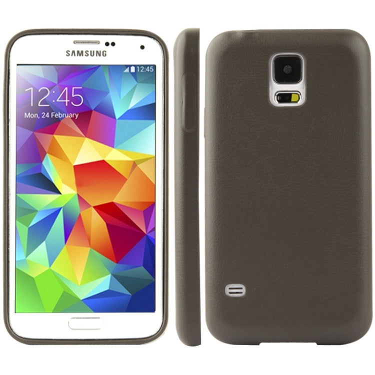High Quality Pure Color Leather Case for Galaxy S5 / G900 (Grey)