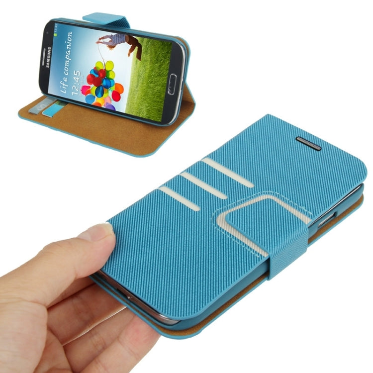 Denim Texture Horizontal Flip Leather Case with Credit Card Slot & Holder for Galaxy S IV / i9500