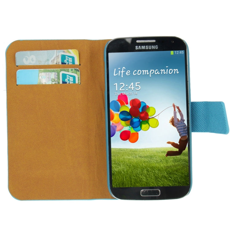 Denim Texture Horizontal Flip Leather Case with Credit Card Slot & Holder for Galaxy S IV / i9500