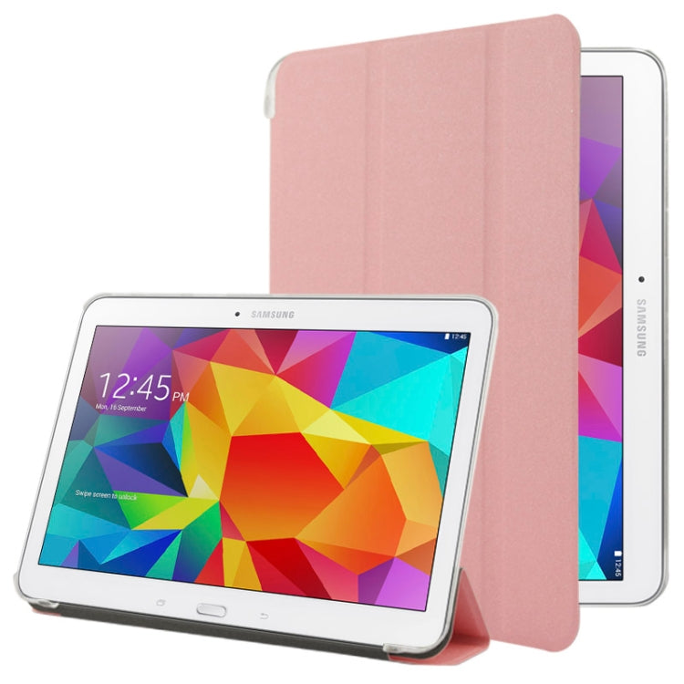 For Galaxy Tab 4 10.1 / SM-T530 Sand Texture Flip Leather + Transparent Frosted Plastic Cover Case with Holder