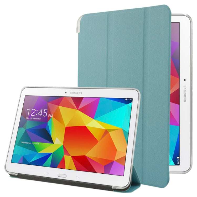 For Galaxy Tab 4 10.1 / SM-T530 Sand Texture Flip Leather + Transparent Frosted Plastic Cover Case with Holder