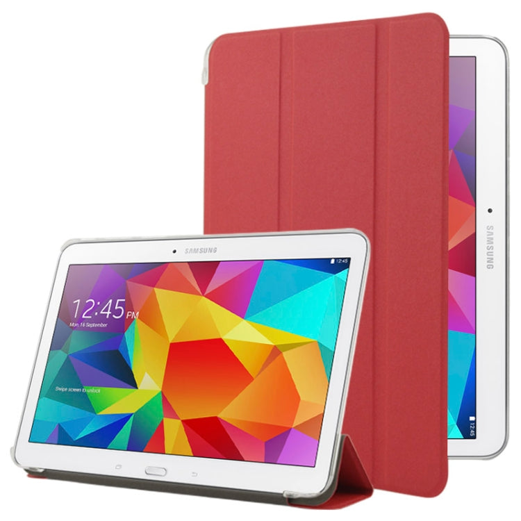 For Galaxy Tab 4 10.1 / SM-T530 Sand Texture Flip Leather + Transparent Frosted Plastic Cover Case with Holder