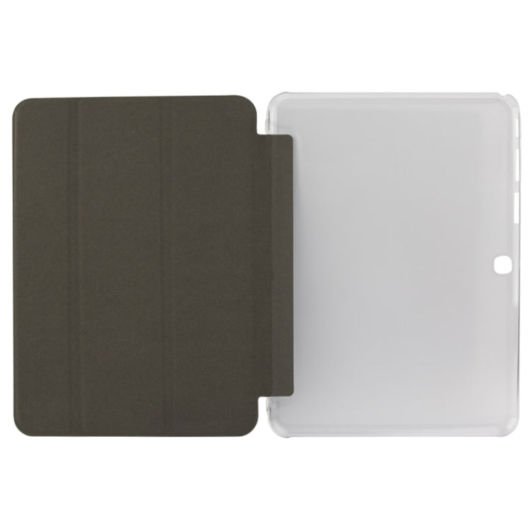For Galaxy Tab 4 10.1 / SM-T530 Sand Texture Flip Leather + Transparent Frosted Plastic Cover Case with Holder