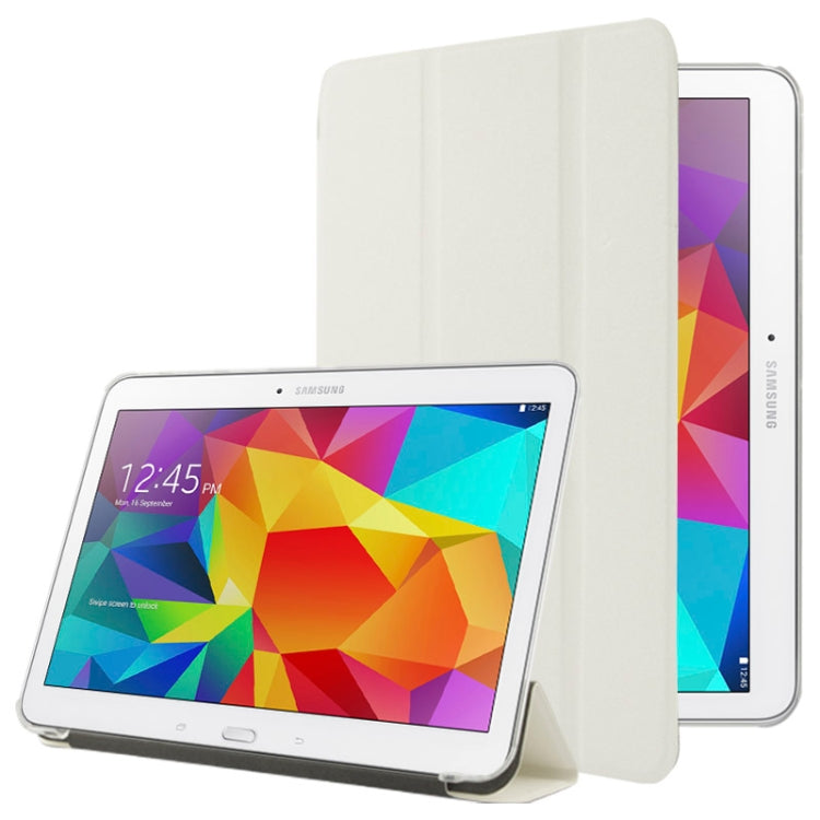 For Galaxy Tab 4 10.1 / SM-T530 Sand Texture Flip Leather + Transparent Frosted Plastic Cover Case with Holder