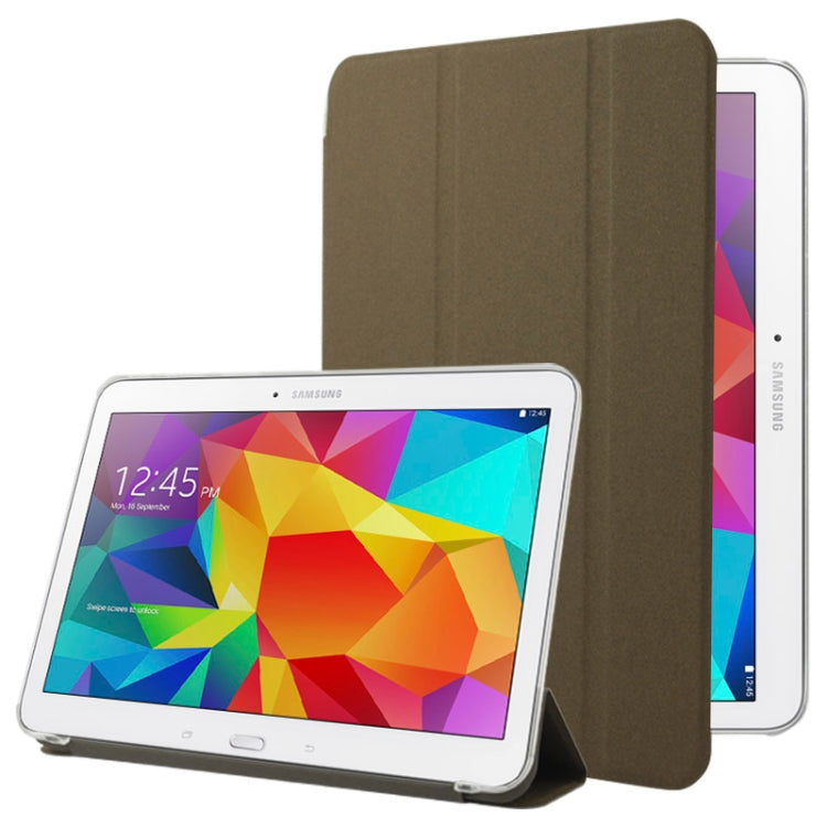 For Galaxy Tab 4 10.1 / SM-T530 Sand Texture Flip Leather + Transparent Frosted Plastic Cover Case with Holder