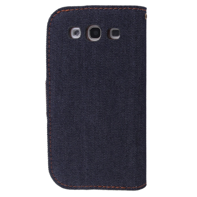 Denim Texture Horizontal Flip Leather Case with Credit Card Slots & Holder for Galaxy SIII / i9300(Black)