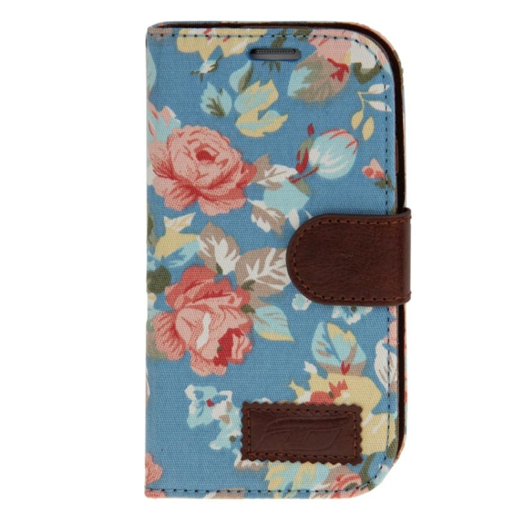 Denim Texture Peony Pattern Horizontal Flip Leather Case with Holder & Credit Card Slots for Galaxy SIII / i9300