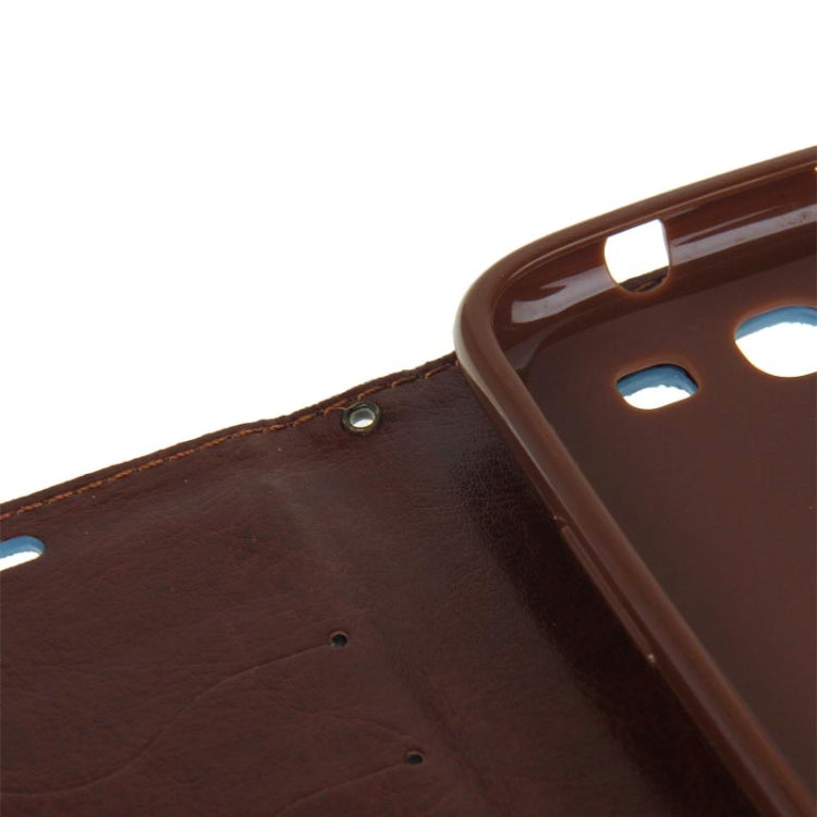 Denim Texture Peony Pattern Horizontal Flip Leather Case with Holder & Credit Card Slots for Galaxy SIII / i9300