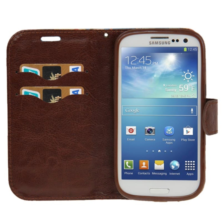 Denim Texture Peony Pattern Horizontal Flip Leather Case with Holder & Credit Card Slots for Galaxy SIII / i9300