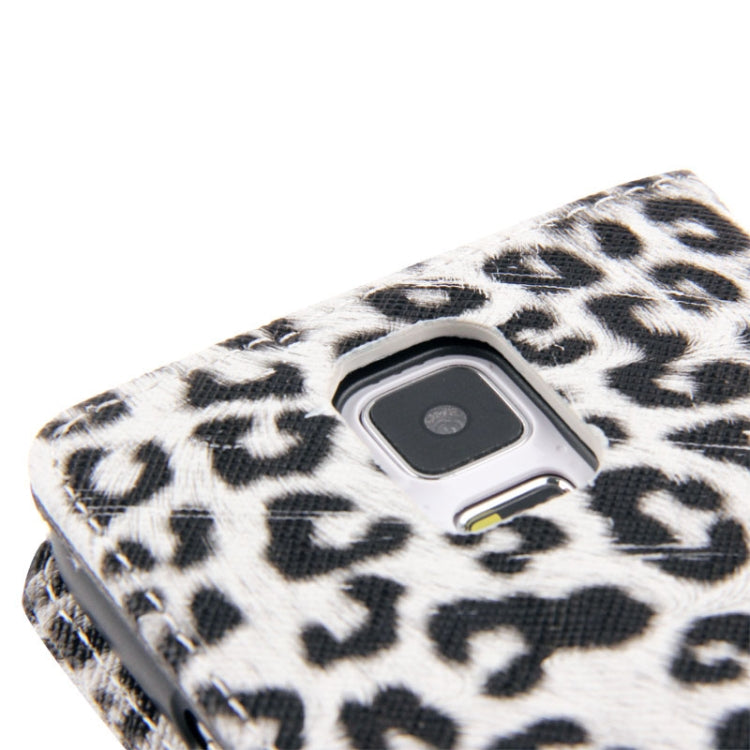 White Leopard Pattern Leather Case with Credit Card Slot & Holder for Galaxy S5 / G900