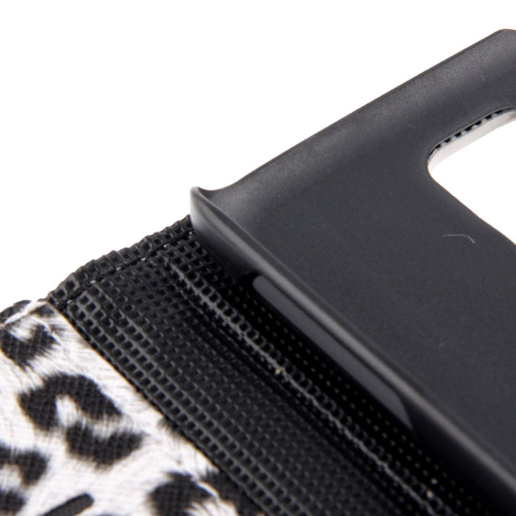 White Leopard Pattern Leather Case with Credit Card Slot & Holder for Galaxy S5 / G900