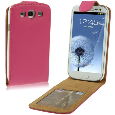Vertical Flip Leather Case with Credit Card Slot for Galaxy SIII / i9300(Magenta)