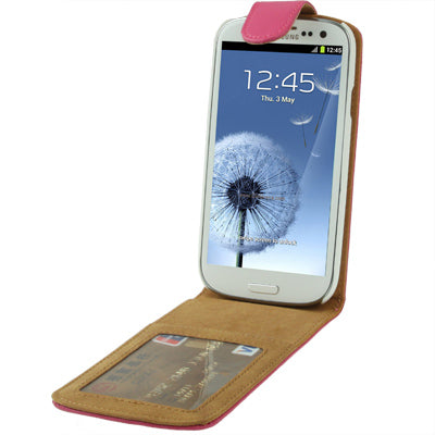 Vertical Flip Leather Case with Credit Card Slot for Galaxy SIII / i9300(Magenta)