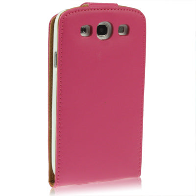 Vertical Flip Leather Case with Credit Card Slot for Galaxy SIII / i9300(Magenta)