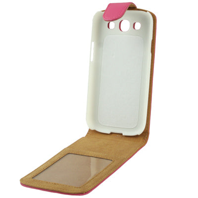Vertical Flip Leather Case with Credit Card Slot for Galaxy SIII / i9300(Magenta)