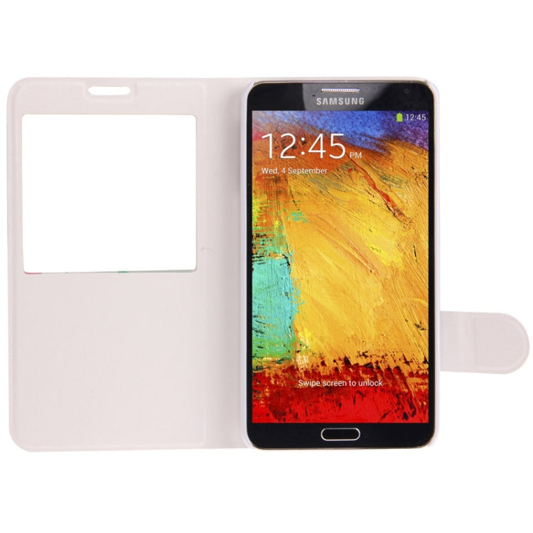 Strawberry Snail Pattern Leather Case with Call Display ID for Galaxy Note III / N9000