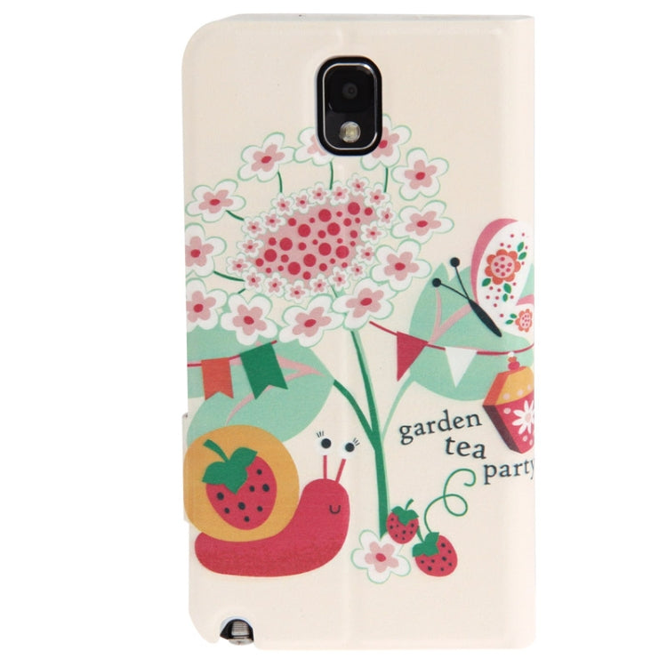 Strawberry Snail Pattern Leather Case with Call Display ID for Galaxy Note III / N9000