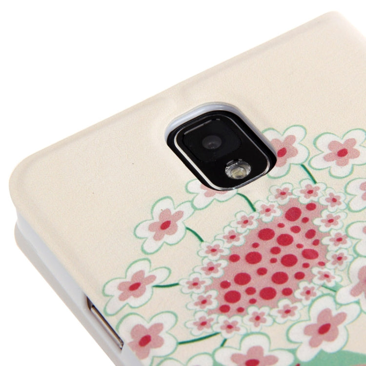 Strawberry Snail Pattern Leather Case with Call Display ID for Galaxy Note III / N9000