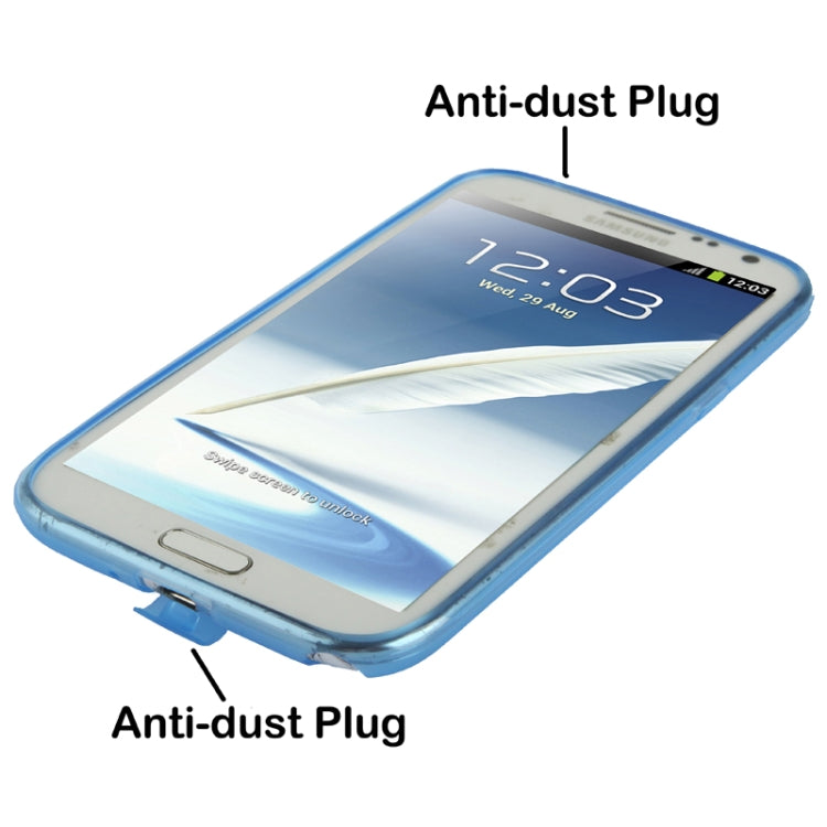 Pure Color Translucent TPU Case with Earphone Anti-dust Plug for Galaxy Note II / N7100