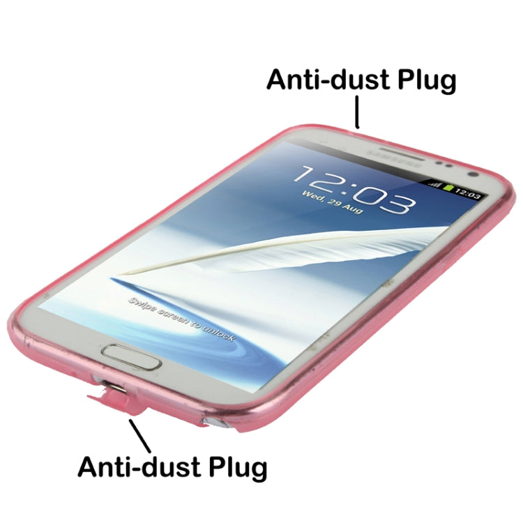 Pure Color Translucent TPU Case with Earphone Anti-dust Plug for Galaxy Note II / N7100