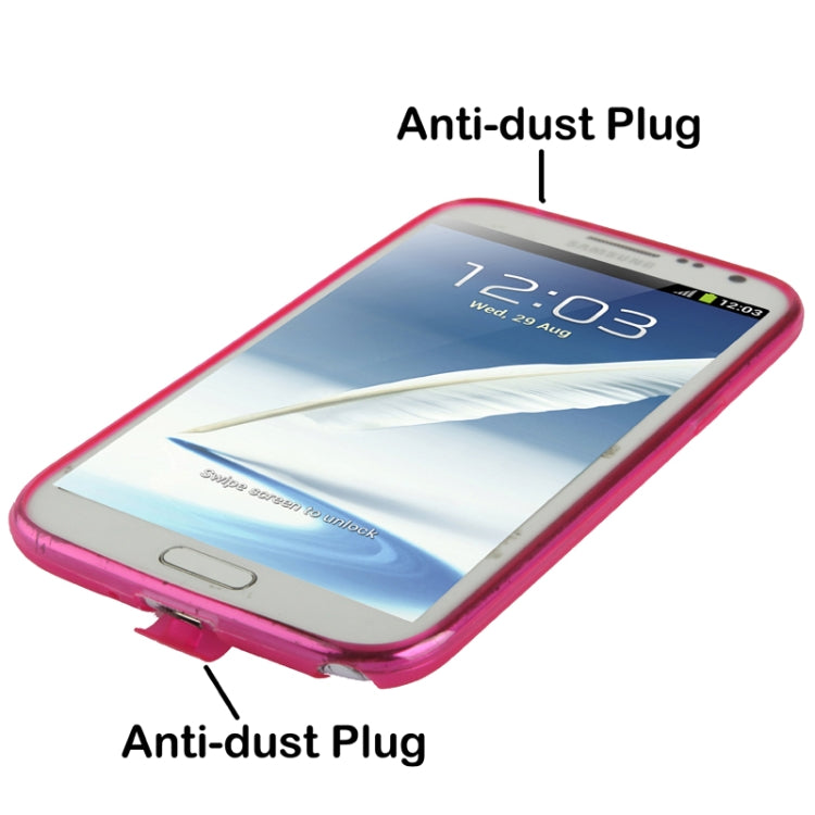 Pure Color Translucent TPU Case with Earphone Anti-dust Plug for Galaxy Note II / N7100